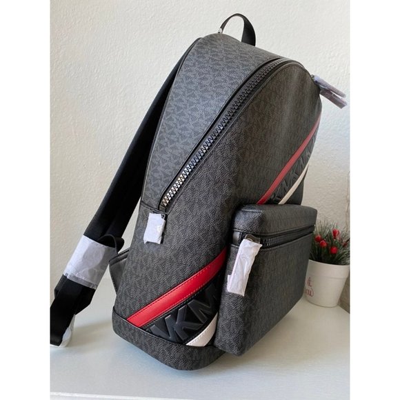 Michael Kors Cooper Logo Red  Stripe Backpack - Picture 2 of 8